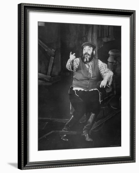 Zero Mostel Performing in a Scene from the Broadway Musical Fiddler on the Roof-Gjon Mili-Framed Premium Photographic Print