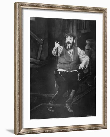 Zero Mostel Performing in a Scene from the Broadway Musical Fiddler on the Roof-Gjon Mili-Framed Premium Photographic Print