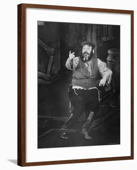 Zero Mostel Performing in a Scene from the Broadway Musical Fiddler on the Roof-Gjon Mili-Framed Premium Photographic Print