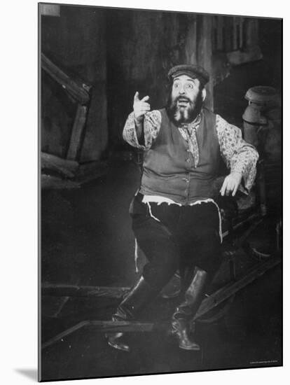 Zero Mostel Performing in a Scene from the Broadway Musical Fiddler on the Roof-Gjon Mili-Mounted Premium Photographic Print