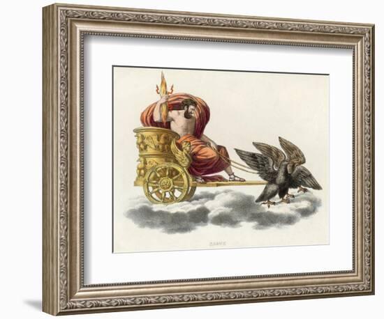 Zeus Carrying a Handful of Thunderbolts in His Golden Chariot Drawn by Eagles-P. Palagi-Framed Art Print