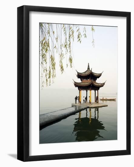 Zhejiang Province, Hangzhou, A Pavillion Early in the Morning on West Lake, China-Christian Kober-Framed Photographic Print