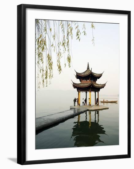 Zhejiang Province, Hangzhou, A Pavillion Early in the Morning on West Lake, China-Christian Kober-Framed Photographic Print