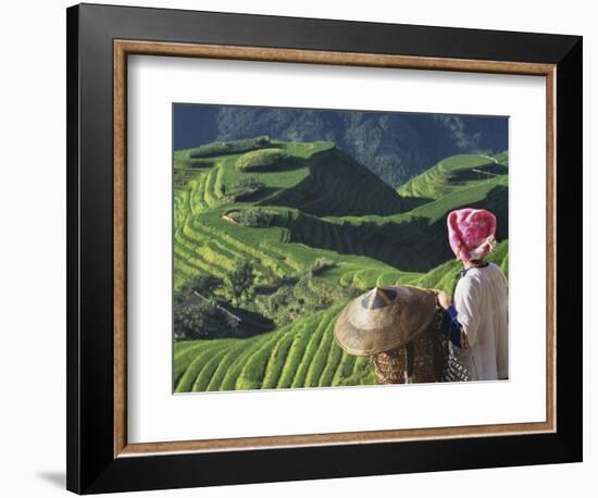 Zhuang Girl with Rice Terraces, China-Keren Su-Framed Photographic Print