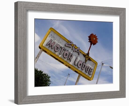 Zia Motor Lodge Sign, New Mexico, USA-Nancy & Steve Ross-Framed Photographic Print