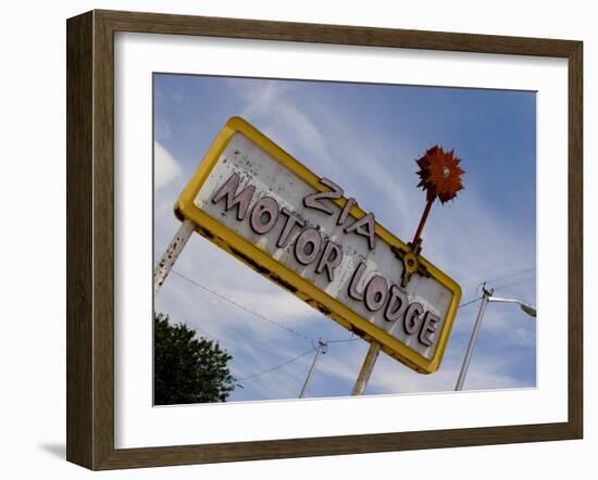 Zia Motor Lodge Sign, New Mexico, USA-Nancy & Steve Ross-Framed Photographic Print