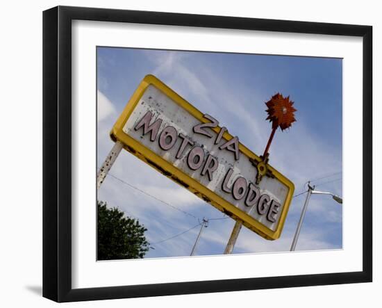 Zia Motor Lodge Sign, New Mexico, USA-Nancy & Steve Ross-Framed Photographic Print