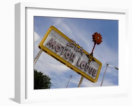 Zia Motor Lodge Sign, New Mexico, USA-Nancy & Steve Ross-Framed Photographic Print