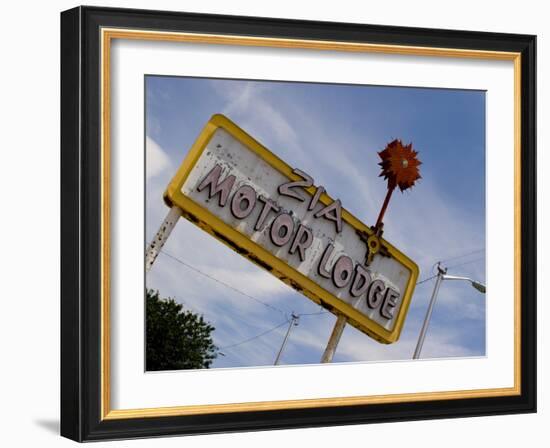 Zia Motor Lodge Sign, New Mexico, USA-Nancy & Steve Ross-Framed Photographic Print