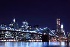 New York City Skyline and Manhattan Bridge at Night-Zigi-Photographic Print