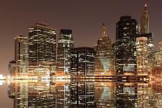 Brooklyn Bridge and Manhattan Skyline at Night, New York City-Zigi-Framed Photographic Print