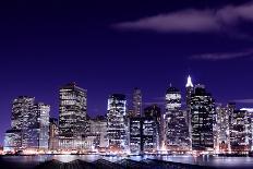 Brooklyn Bridge and the Statue of Liberty at Night, New York City-Zigi-Photographic Print