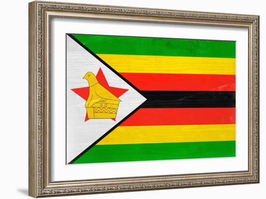 Zimbabwe Flag Design with Wood Patterning - Flags of the World Series-Philippe Hugonnard-Framed Premium Giclee Print