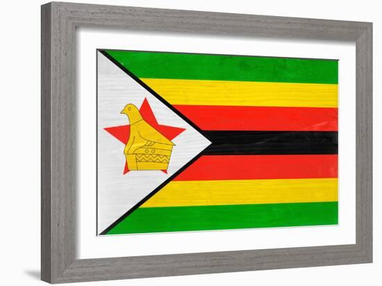 Zimbabwe Flag Design with Wood Patterning - Flags of the World Series-Philippe Hugonnard-Framed Premium Giclee Print