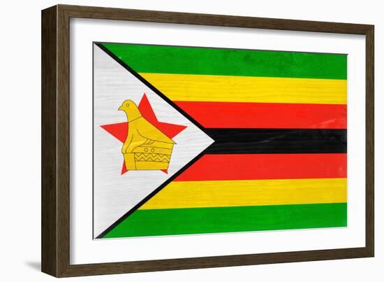 Zimbabwe Flag Design with Wood Patterning - Flags of the World Series-Philippe Hugonnard-Framed Premium Giclee Print