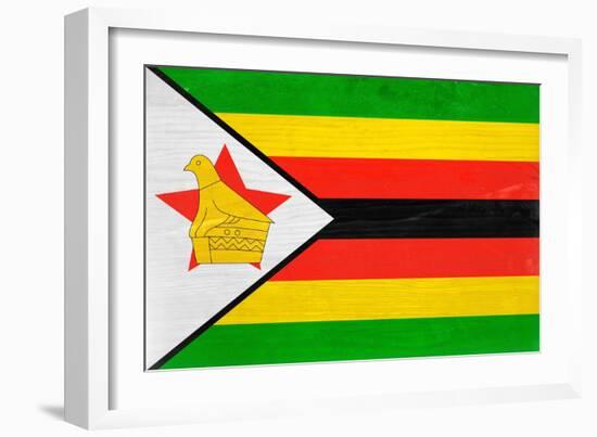 Zimbabwe Flag Design with Wood Patterning - Flags of the World Series-Philippe Hugonnard-Framed Premium Giclee Print