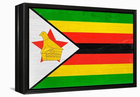 Zimbabwe Flag Design with Wood Patterning - Flags of the World Series-Philippe Hugonnard-Framed Stretched Canvas