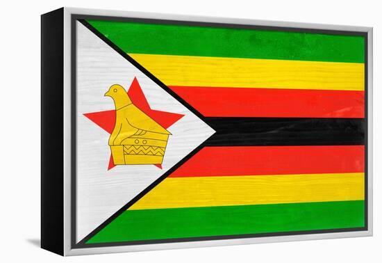 Zimbabwe Flag Design with Wood Patterning - Flags of the World Series-Philippe Hugonnard-Framed Stretched Canvas