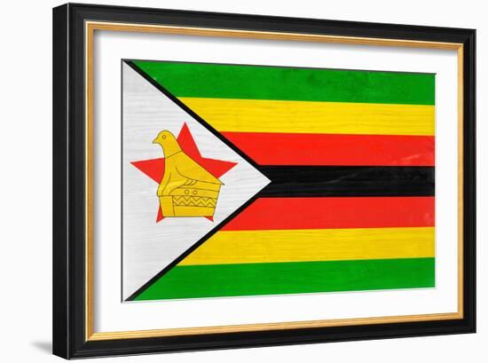 Zimbabwe Flag Design with Wood Patterning - Flags of the World Series-Philippe Hugonnard-Framed Art Print