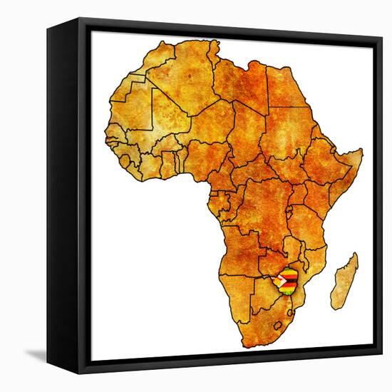 Zimbabwe on Actual Map of Africa-michal812-Framed Stretched Canvas