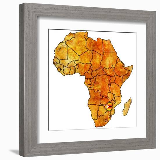 Zimbabwe on Actual Map of Africa-michal812-Framed Art Print