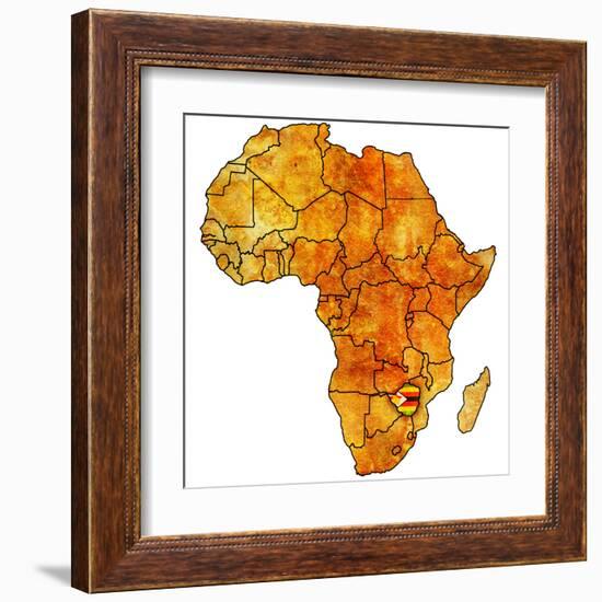 Zimbabwe on Actual Map of Africa-michal812-Framed Art Print