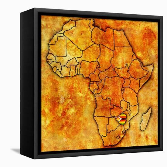 Zimbabwe on Actual Map of Africa-michal812-Framed Stretched Canvas