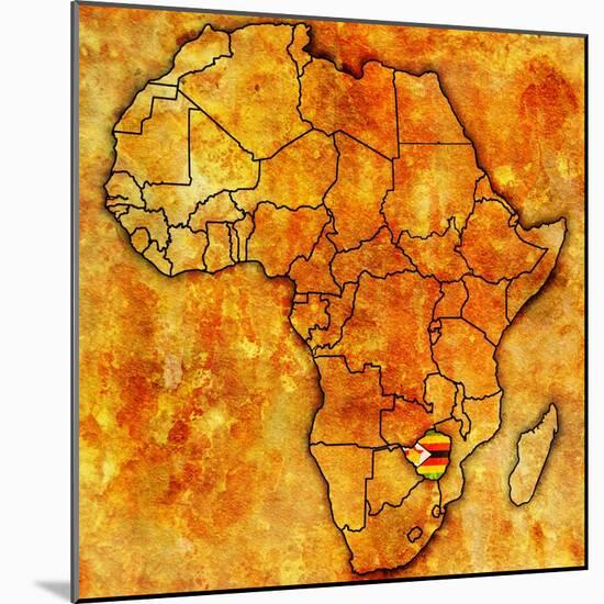 Zimbabwe on Actual Map of Africa-michal812-Mounted Art Print