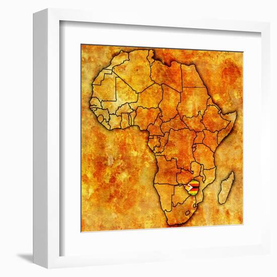 Zimbabwe on Actual Map of Africa-michal812-Framed Art Print