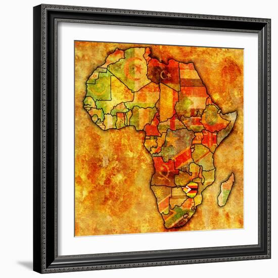 Zimbabwe On Actual Map Of Africa-michal812-Framed Art Print