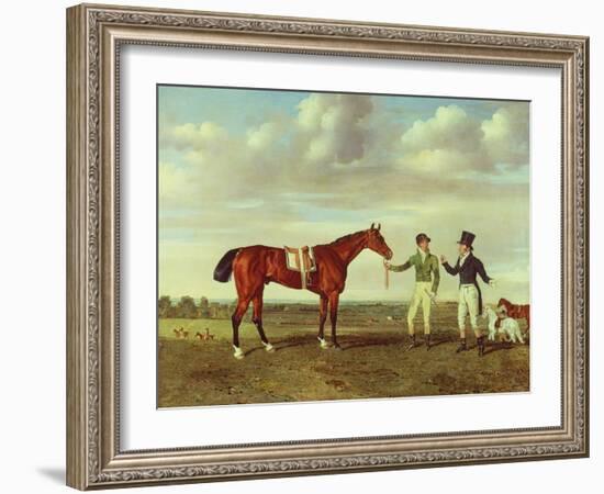 'Zinganee' Held by Sam Chifney Junior with the Owner Mr. William Chifney, at Newmarket, C.1829 (Oil-Benjamin Marshall-Framed Giclee Print