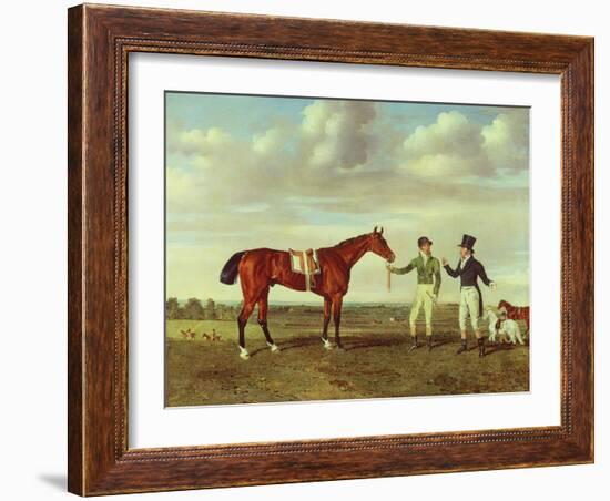 'Zinganee' Held by Sam Chifney Junior with the Owner Mr. William Chifney, at Newmarket, C.1829 (Oil-Benjamin Marshall-Framed Giclee Print