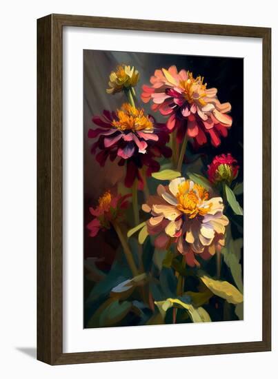 Zinnia Bouquet I-Vivienne Dupont-Framed Art Print