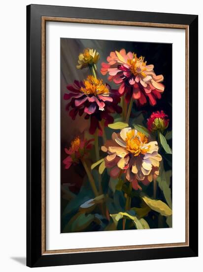 Zinnia Bouquet I-Vivienne Dupont-Framed Art Print