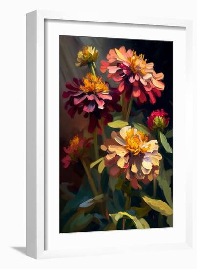 Zinnia Bouquet I-Vivienne Dupont-Framed Art Print