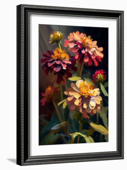 Zinnia Bouquet I-Vivienne Dupont-Framed Art Print