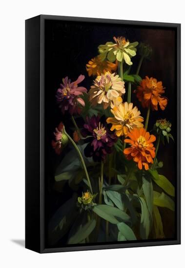 Zinnia Bouquet-Vivienne Dupont-Framed Stretched Canvas