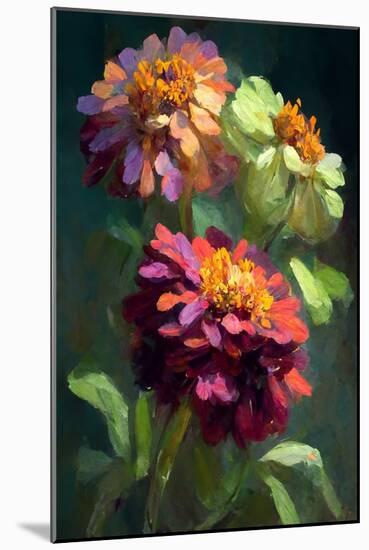 Zinnia Flowers I-Vivienne Dupont-Mounted Art Print