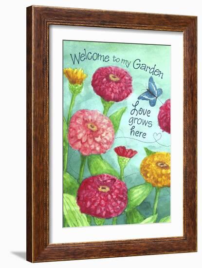 Zinnia Welcome Love-Melinda Hipsher-Framed Giclee Print