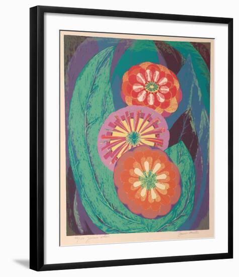 Zinnia Wheels-Janet Mustin-Framed Limited Edition