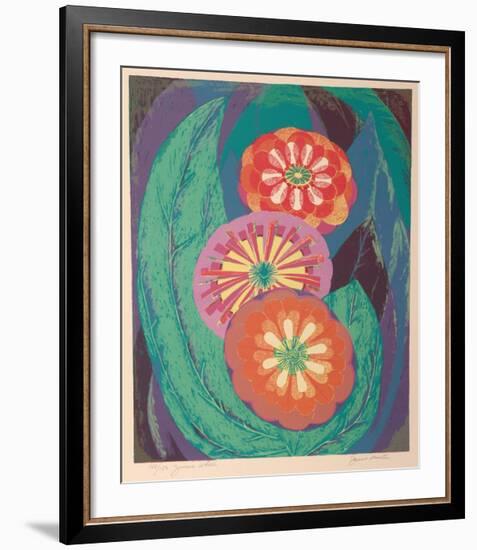 Zinnia Wheels-Janet Mustin-Framed Limited Edition