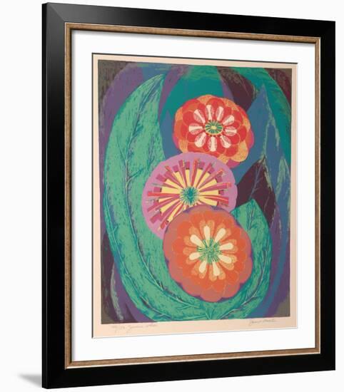 Zinnia Wheels-Janet Mustin-Framed Limited Edition