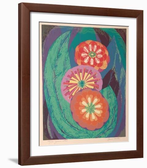 Zinnia Wheels-Janet Mustin-Framed Limited Edition