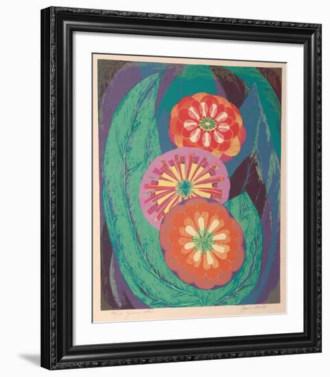 Zinnia Wheels-Janet Mustin-Framed Limited Edition