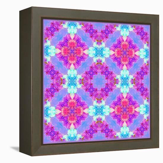 Zinnia with Orchid and Colorful Pop Floral Ornaments, Symmetric Floral Montage, Layer Work-Alaya Gadeh-Framed Premier Image Canvas