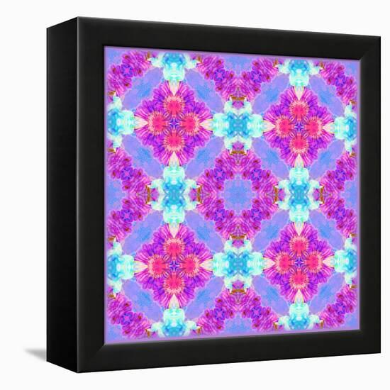 Zinnia with Orchid and Colorful Pop Floral Ornaments, Symmetric Floral Montage, Layer Work-Alaya Gadeh-Framed Premier Image Canvas