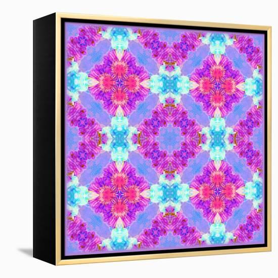 Zinnia with Orchid and Colorful Pop Floral Ornaments, Symmetric Floral Montage, Layer Work-Alaya Gadeh-Framed Premier Image Canvas