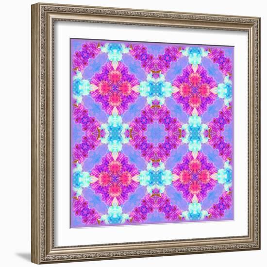 Zinnia with Orchid and Colorful Pop Floral Ornaments, Symmetric Floral Montage, Layer Work-Alaya Gadeh-Framed Photographic Print