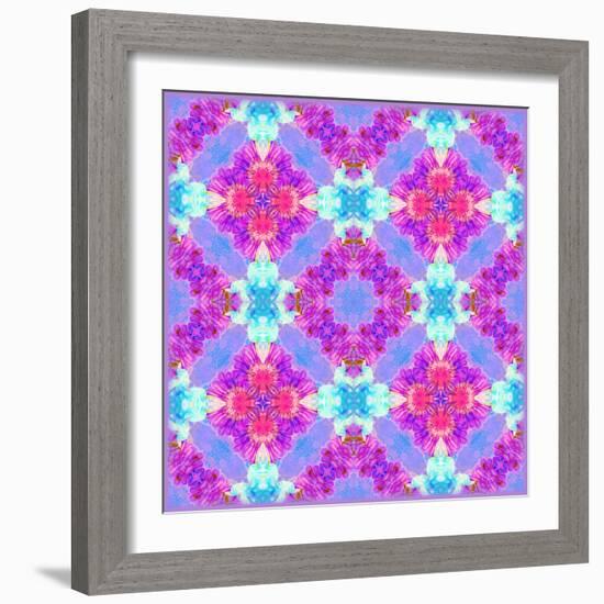 Zinnia with Orchid and Colorful Pop Floral Ornaments, Symmetric Floral Montage, Layer Work-Alaya Gadeh-Framed Photographic Print