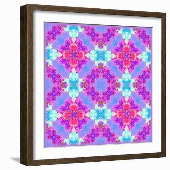 Zinnia with Orchid and Colorful Pop Floral Ornaments, Symmetric Floral Montage, Layer Work-Alaya Gadeh-Framed Photographic Print